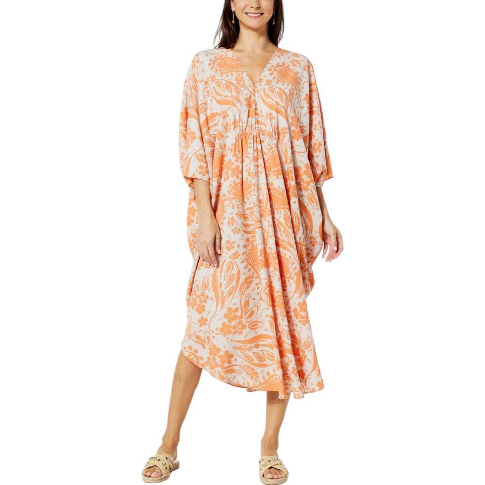 everydayJONES by Madeline Jones Paisley Print Caftan Coral Reef Combo - Regular